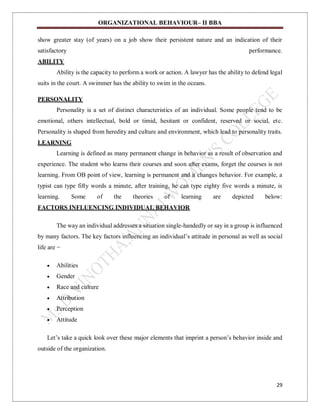 organisational Behaviour notes of BBA guys | PDF