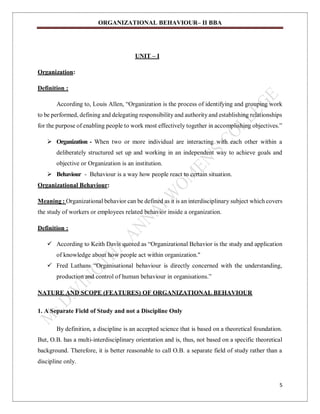 organisational Behaviour notes of BBA guys | PDF