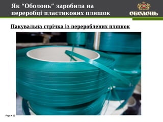 Як “Оболонь” заробила на
     переробці пластикових пляшок

    Пакувальна стрічка із перероблених пляшок




Page  12
 