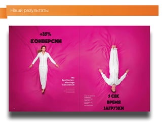 Баланс процесса и результата 
finish 
start 
аналитика 
проектирование 
технический review 
реализация 
корзина вторичный 
функционал 
смартфон 
планшет 
смартфон 
конверсия +35% 
время загрузки 
страницы +30% 
смартфон 
товаров в заказе +12% 
нижняя конверсия +11% 
оформленные -11%, 
доставленные – 
без изменений 
самый 
значительный 
прирост 
прирост небольшой, 
но эффективность 
выше 
конверсия 
оформленных +10% 
(вернулась) 
сильно реже 
стали переключаться 
в десктопную версию 
4 недели 1+3 недели 9 недель 6 -15 недель 
 