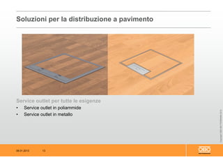 08.01.2013 13
CopyrightOBOBETTERMANN2012
Service outlet per tutte le esigenze
• Service outlet in poliammide
• Service outlet in metallo
Soluzioni per la distribuzione a pavimento
 