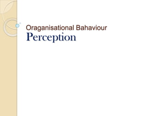 Oraganisational Bahaviour Perception 
