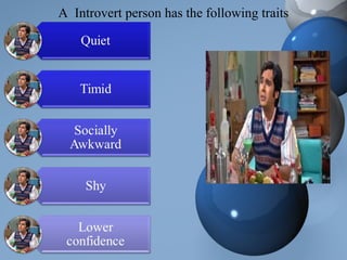 A Introvert person has the following traits
 