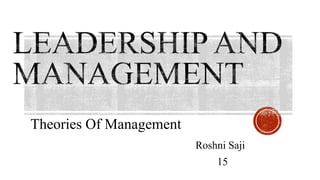 Theories Of Management
Roshni Saji
15
 