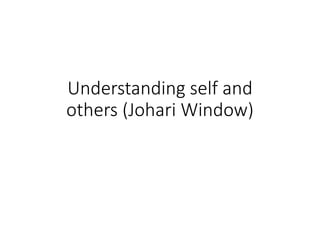 Understanding self and
others (Johari Window)
 
