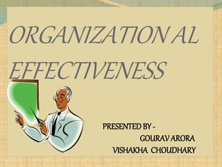 ORGANIZATION AL
EFFECTIVENESS
PRESENTED BY -
GOURAV ARORA
VISHAKHA CHOUDHARY
 