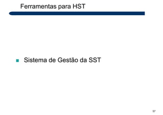 Ferramentas para HST
Sistema de Gestão da SST
57
 