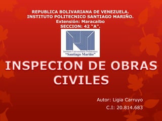 Autor: Ligia Carruyo
C.I: 20.814.683
REPUBLICA BOLIVARIANA DE VENEZUELA.
INSTITUTO POLITECNICO SANTIAGO MARIÑO.
Extensión: Maracaibo
SECCION: 42 “A”.
 