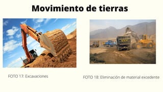 Movimiento de tierras
FOTO 17: Excavaciones FOTO 18: Eliminación de material excedente
 
