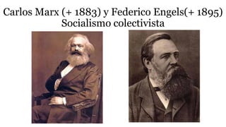 Carlos Marx (+ 1883) y Federico Engels(+ 1895)
Socialismo colectivista
 