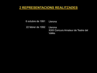 Llerona
Llerona
XXIII Concurs Amateur de Teatre del
Vallès
6 octubre de 1991
22 febrer de 1992
 