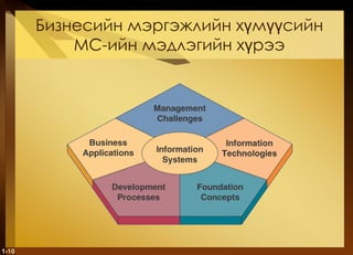 Бизнесийн мэргэжлийн хүмүүсийн МС-ийн мэдлэгийн хүрээ 1- 
