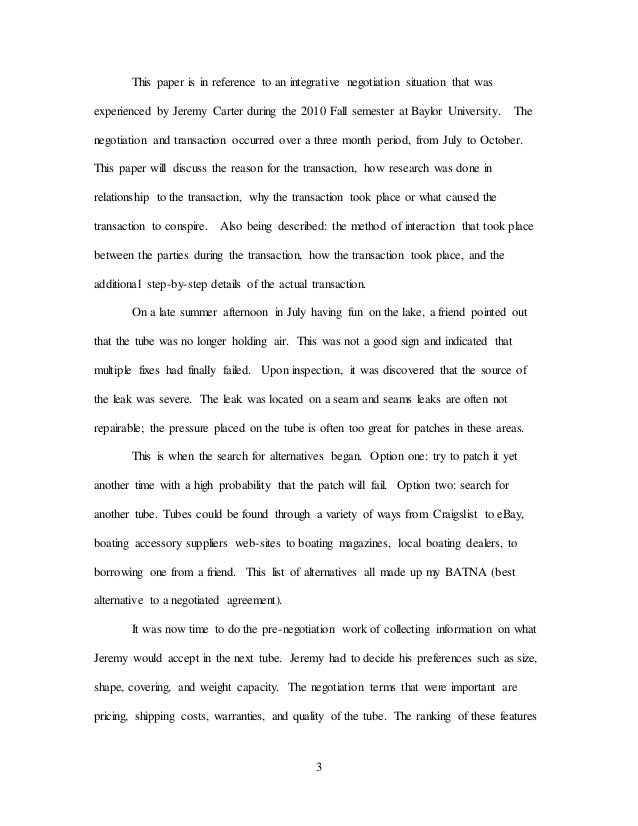 Negotiation research paper