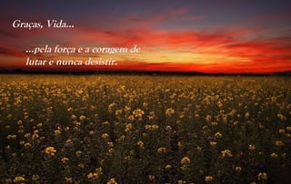 Graças, Vida...

   …pela força e a coragem de
   lutar e nunca desistir.
 