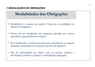 96
7.MODALIDADES DE OBRIGAÇÕES
 