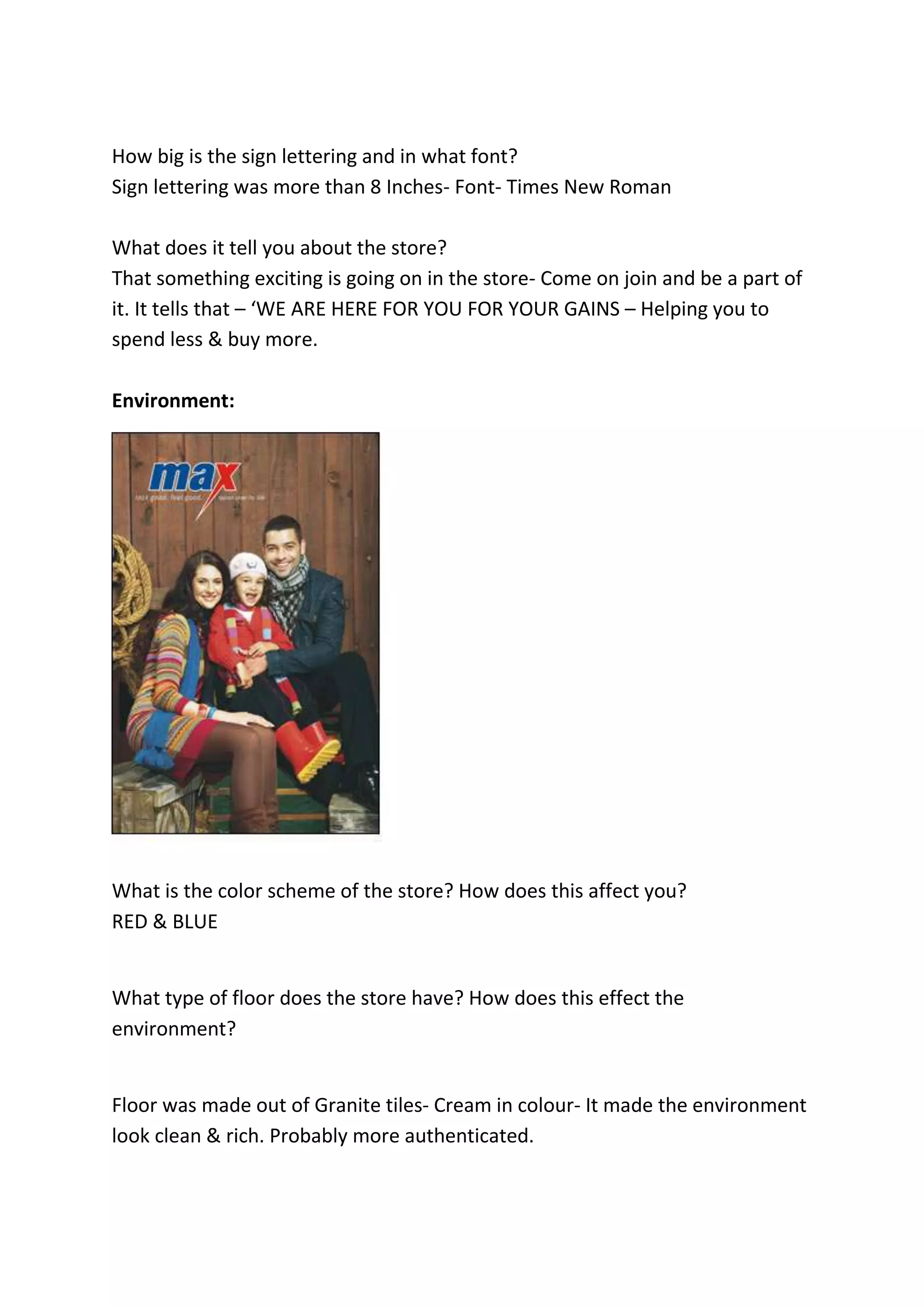 OBSERVATION IN A RETAIL STORE | DOCX