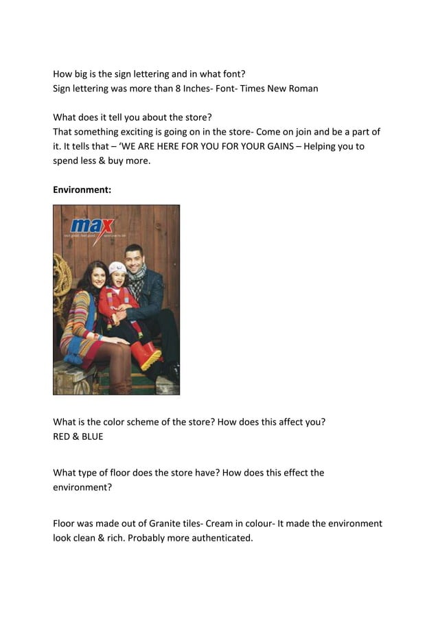 OBSERVATION IN A RETAIL STORE | DOCX