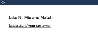 take N: Mix and Match
Understand your customer
 