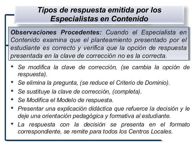 Observaciones a los ítemes de las pruebas