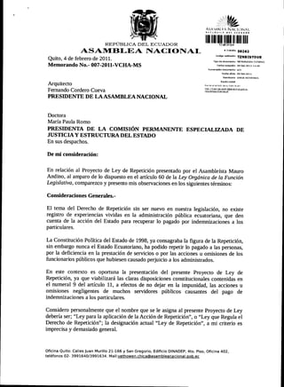 OBSERVACIONES AL PROYECTO DE LEY DE REPETICIÓN