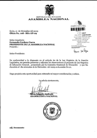 OBSERVACIONES AL PROYECTO DE LEY ORGANICA DE EDUCACION GENERAL
