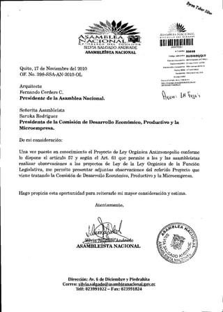 OBSERVACIONES PROYECTO LEY ORGANICA ANTI MONOPOLIO