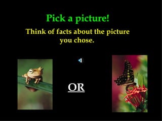 Pick a picture! Think of facts about the picture you chose.   OR 