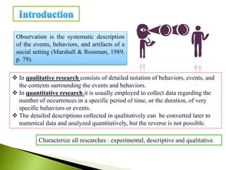 Observation: tool for data collection | PPTX