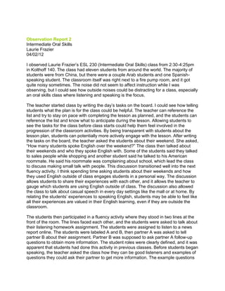 Observation report-1 | PDF