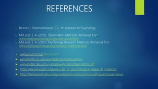 Observational method - Psychology | PPTX