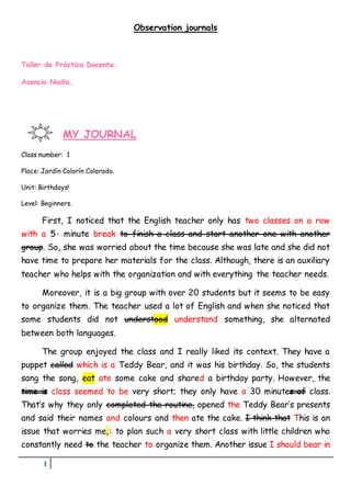 Observation and practicum journals | PDF