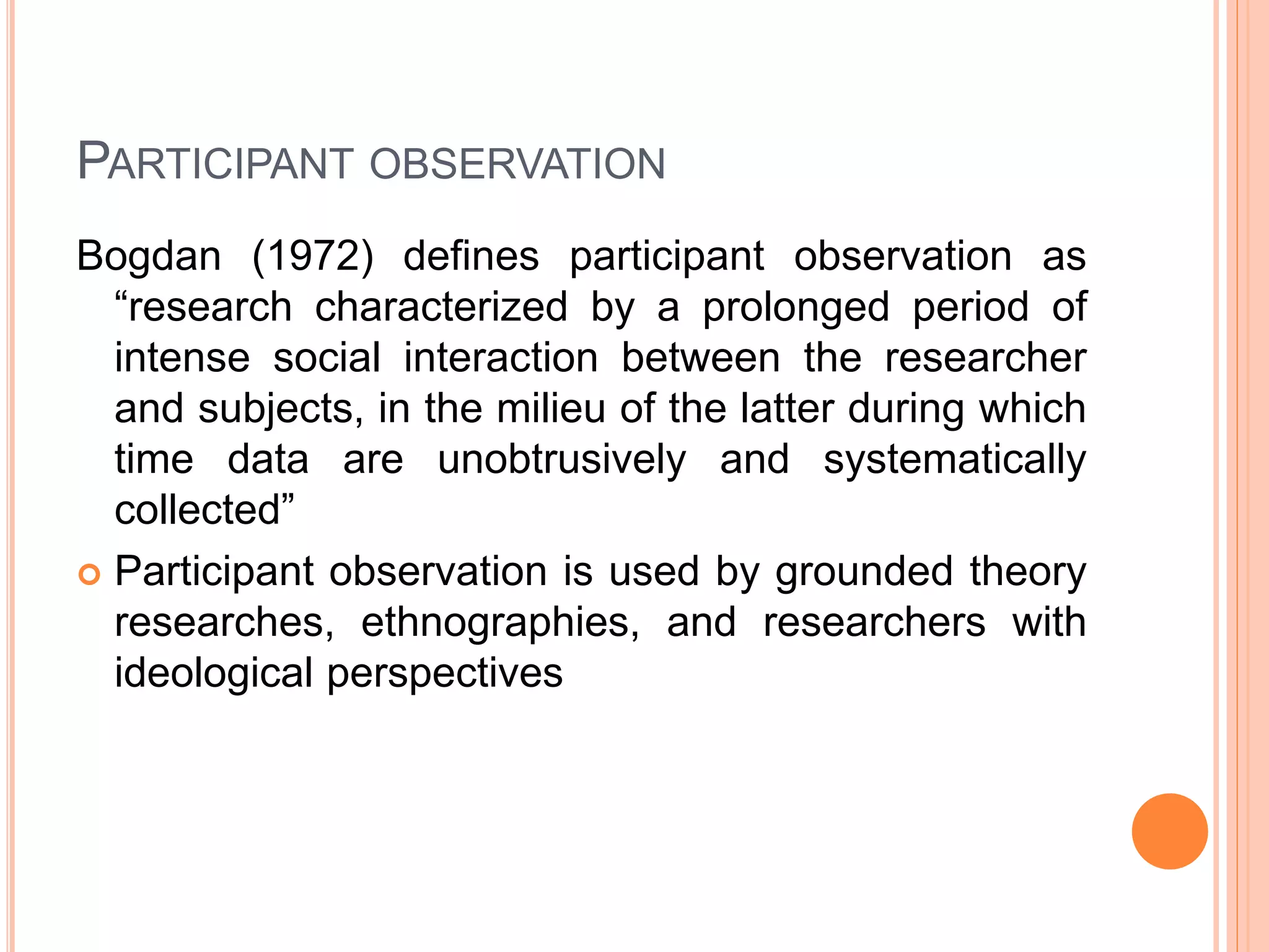Observation as a method of data collection | PPT