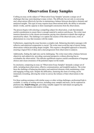 Observation Essay Samples | PDF