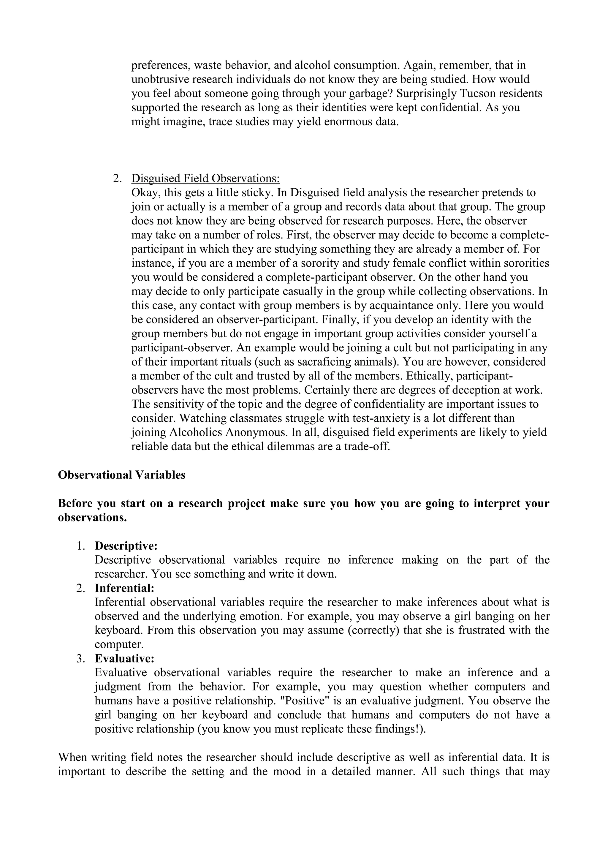 Observation Interview