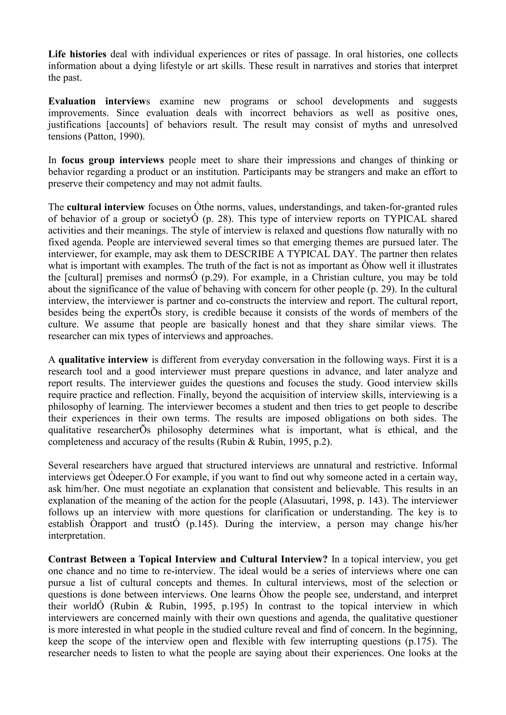 Observation Interview