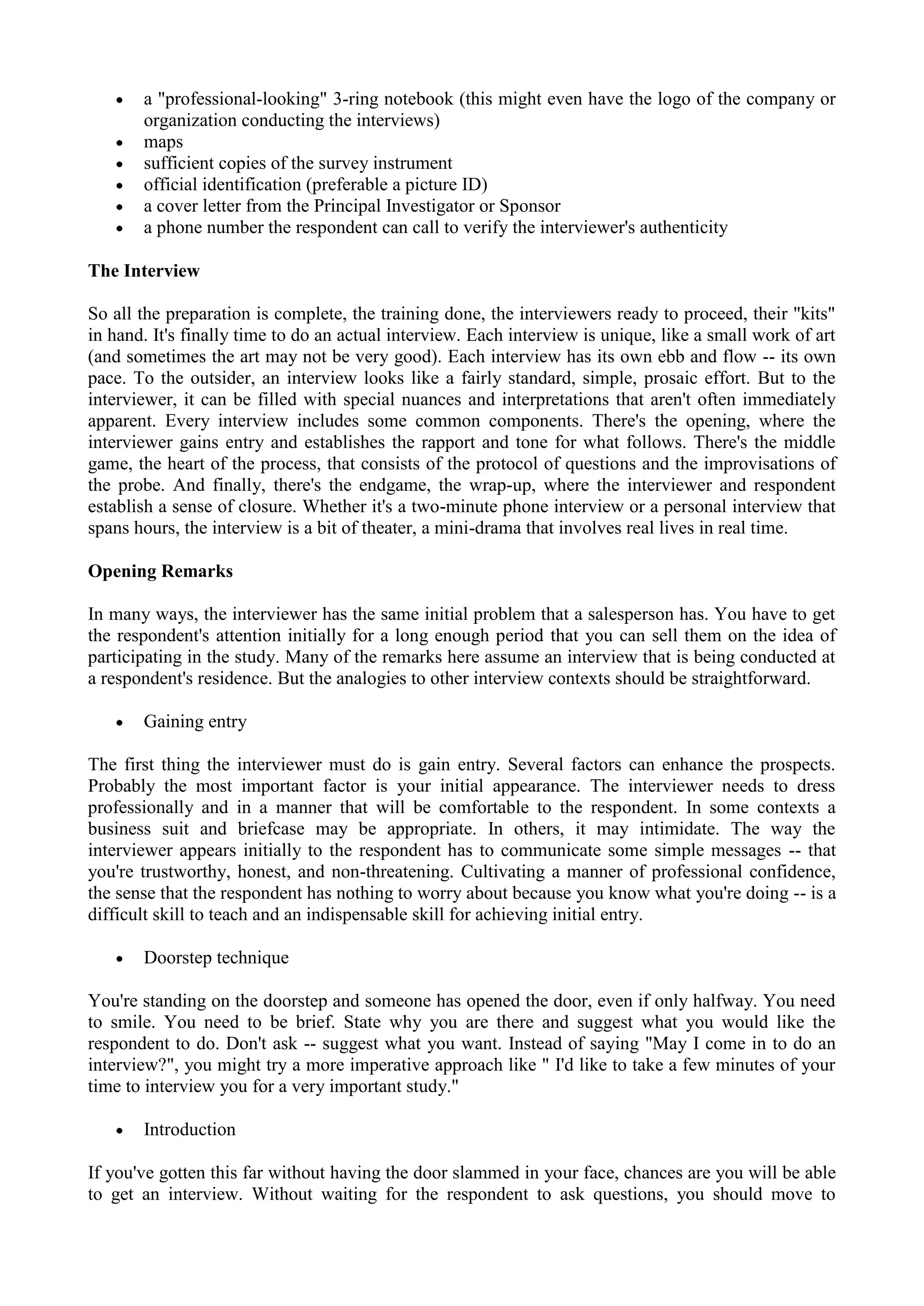 Observation Interview