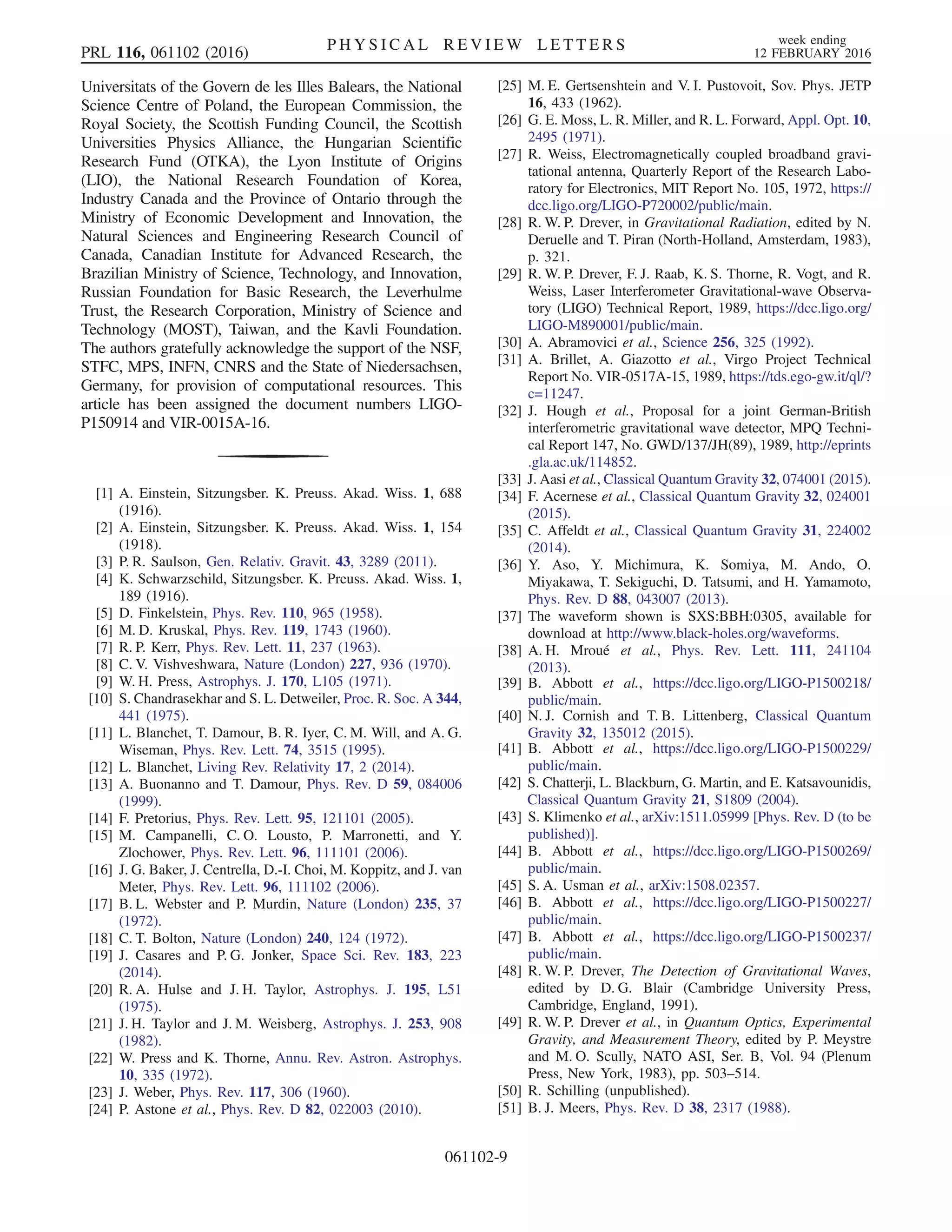Observation of gravitational waves from a binary black hole merger pdf