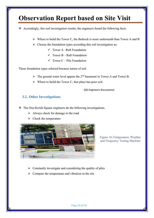 Observation site report | PDF | Civil Engineering Industry | Industries
