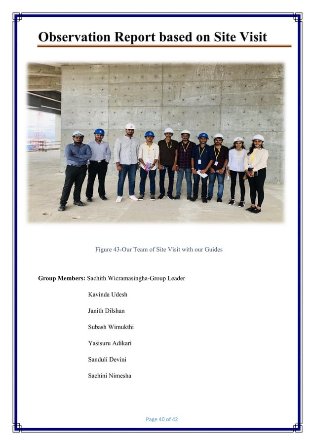 Observation site report | PDF | Civil Engineering Industry | Industries