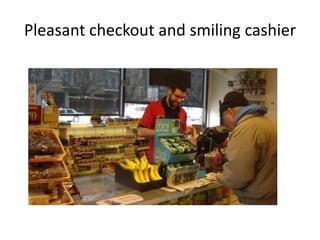 Pleasant checkout and smiling cashier
 