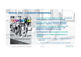 12/01/16La mobilité à l’ère du digital : enjeux et prospectives14
DEPUIS 2007, 4 SAISONS KEOSCOPIE
 Un constat non suffis...