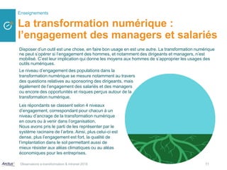 La transformation numérique :
l’engagement des managers et salariés
Disposer d’un outil est une chose, en faire bon usage ...