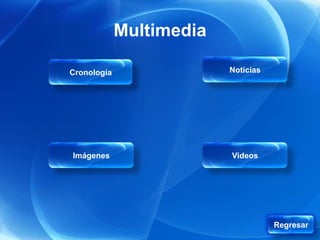 Multimedia

Cronología                Noticias




Imágenes                  Videos




                                     Regresar
 