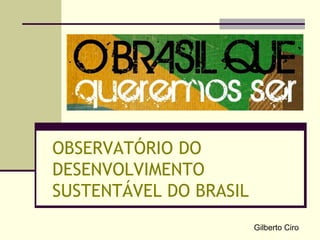 OBSERVATÓRIO DO DESENVOLVIMENTO SUSTENTÁVEL DO BRASIL Gilberto Ciro 