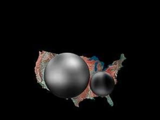 Esta imagem mostra a dimensão
aproximada de Plutão e Caronte
sobrepondo-as a uma imagem dos Estados
Unidos da América quilômetros
 