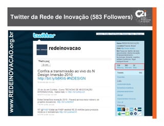 Twitter da Rede de Inovação (583 Followers)
 