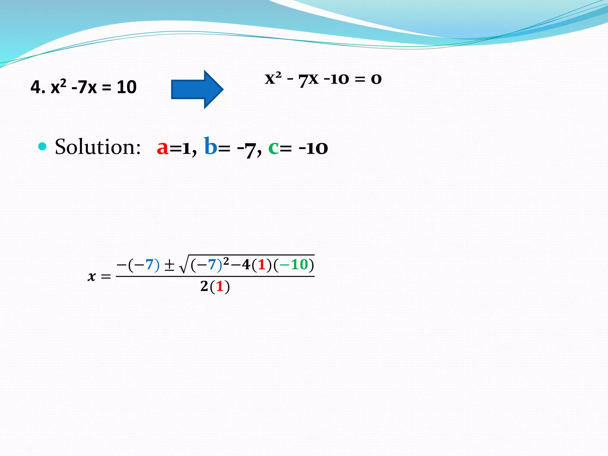 solving quadratic equations using quadratic formula | PPTX | Physics ...