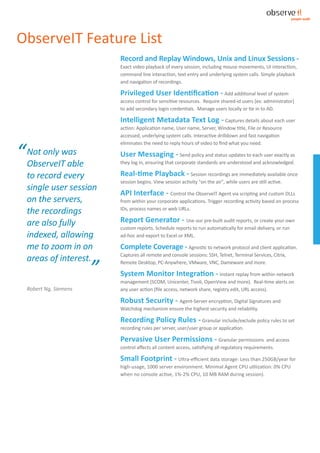 ObserveIT Remote Access Session Recorder - Product Brochure