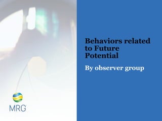 [Footer text to come] Page No 20
Behaviors related
to Future
Potential
By observer group
 