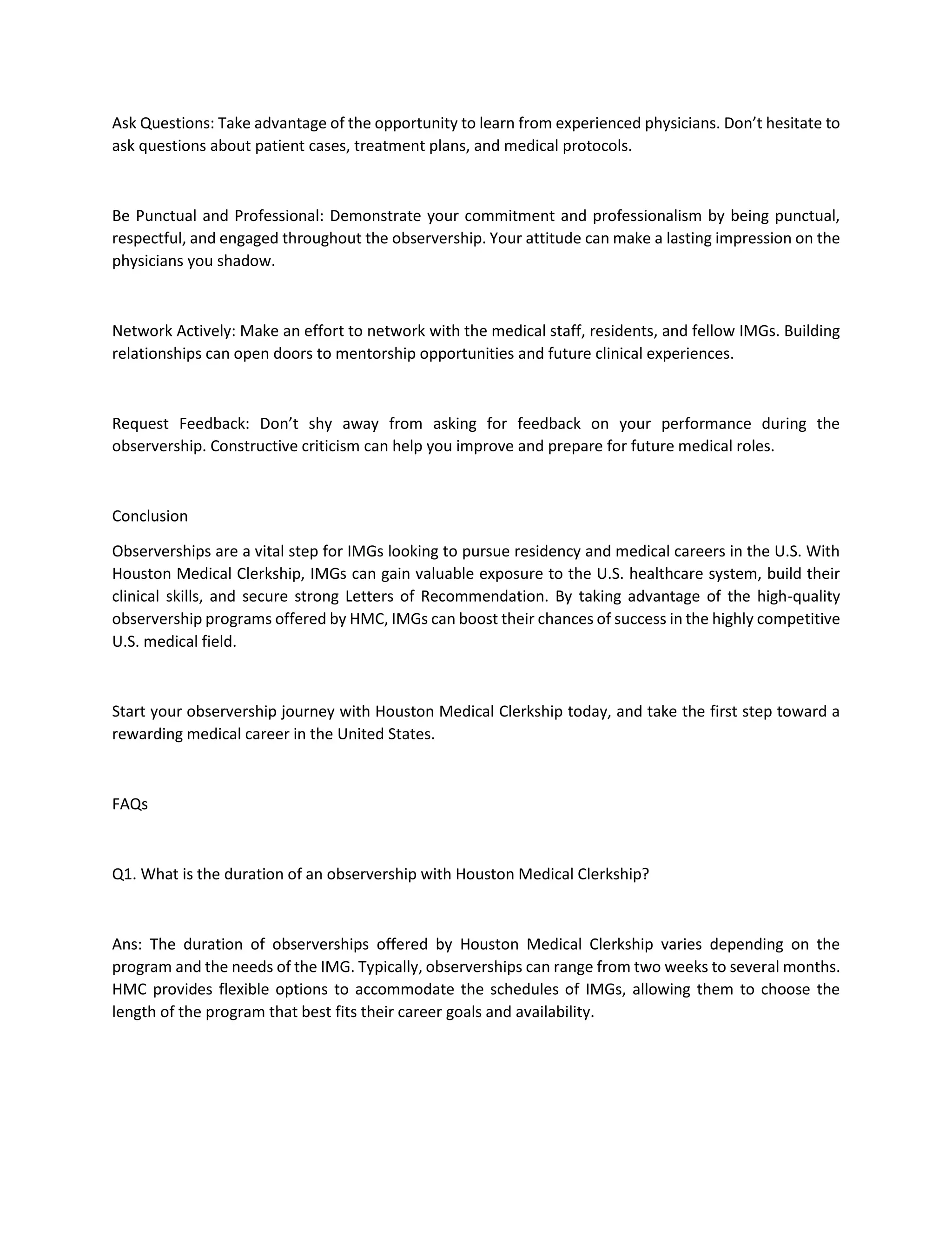 Observerships for IMGs in the USA with Houston Medical Clerkship.pdf